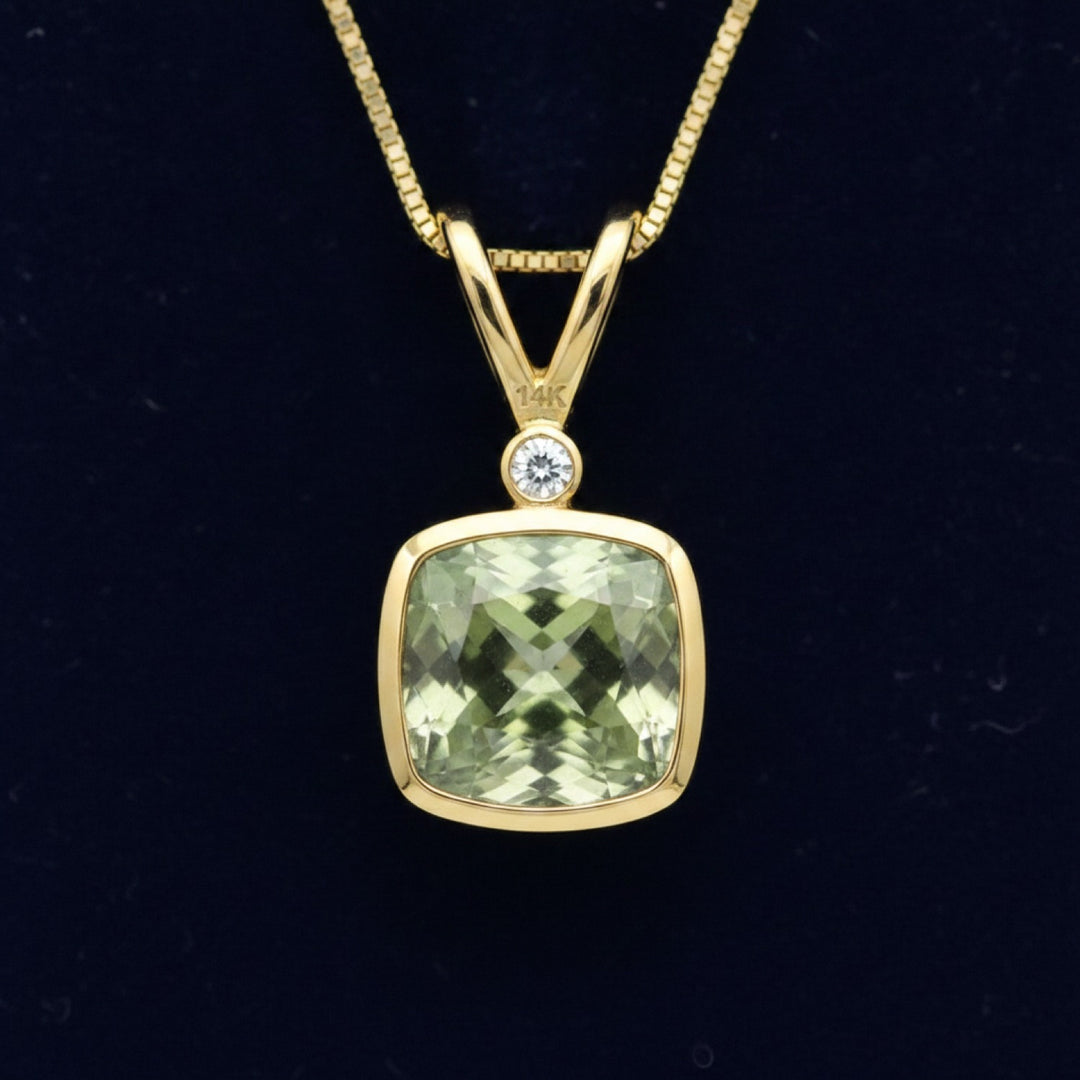 dije oro 14k con alexandrita verde natural 0.59ct corte cojin, joyería mexicana Gold Shield