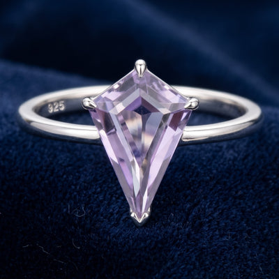 anillo plata 925 con amatista púrpura natural 2.11ct corte kite, joyería mexicana Gold Shield