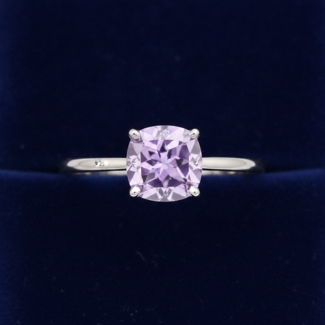 anillo plata 925 con amatista purpura natural 3.11ct corte cojin, joyería mexicana Gold Shield