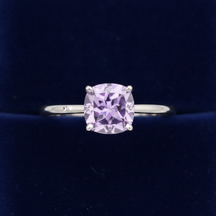 anillo plata 925 con amatista purpura natural 3.11ct corte cojin, joyería mexicana Gold Shield