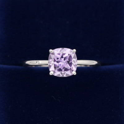 anillo plata 925 con amatista purpura natural 3.11ct corte cojin, joyería mexicana Gold Shield