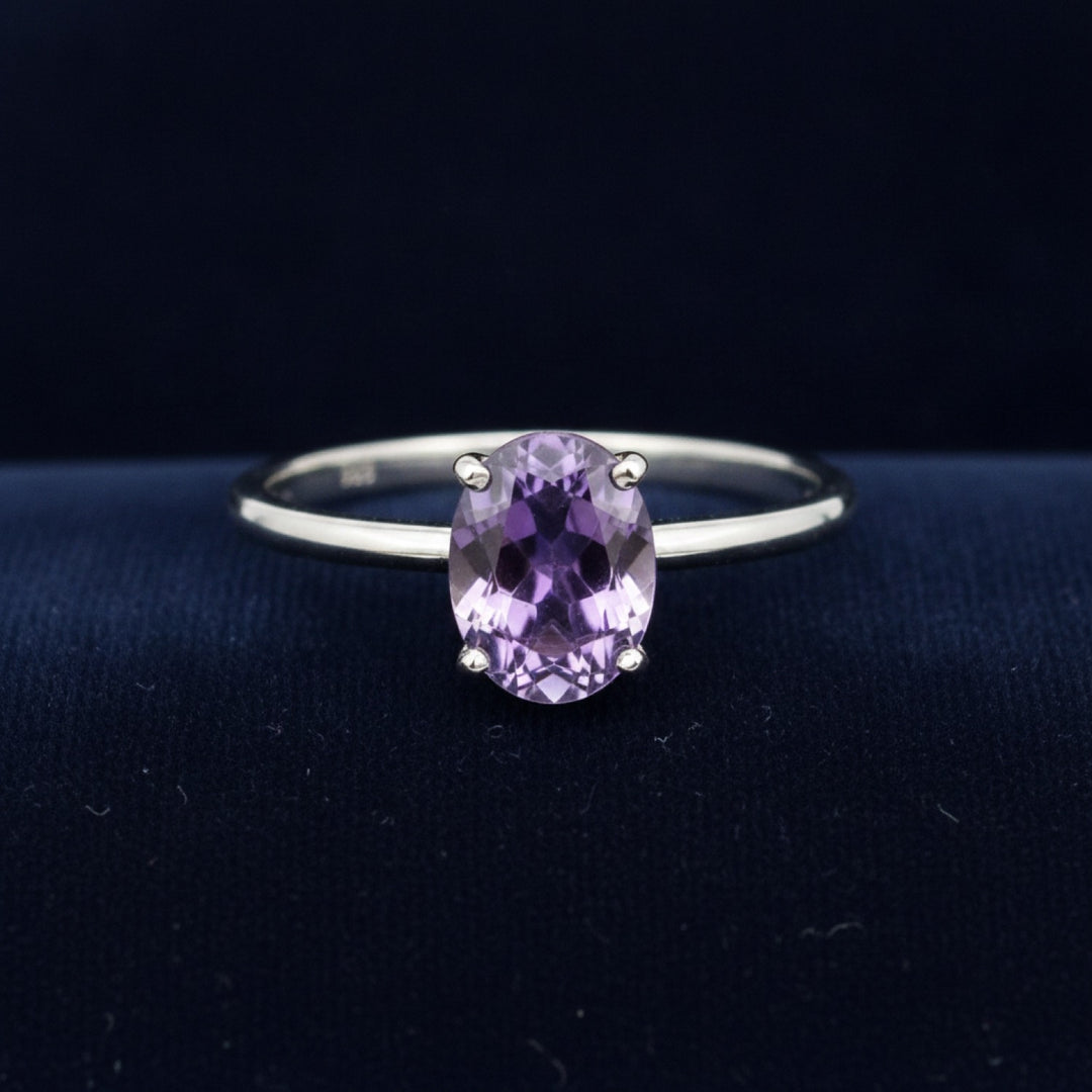 anillo plata 925 con amatista purpura natural 3.31ct corte oval, joyería mexicana Gold Shield