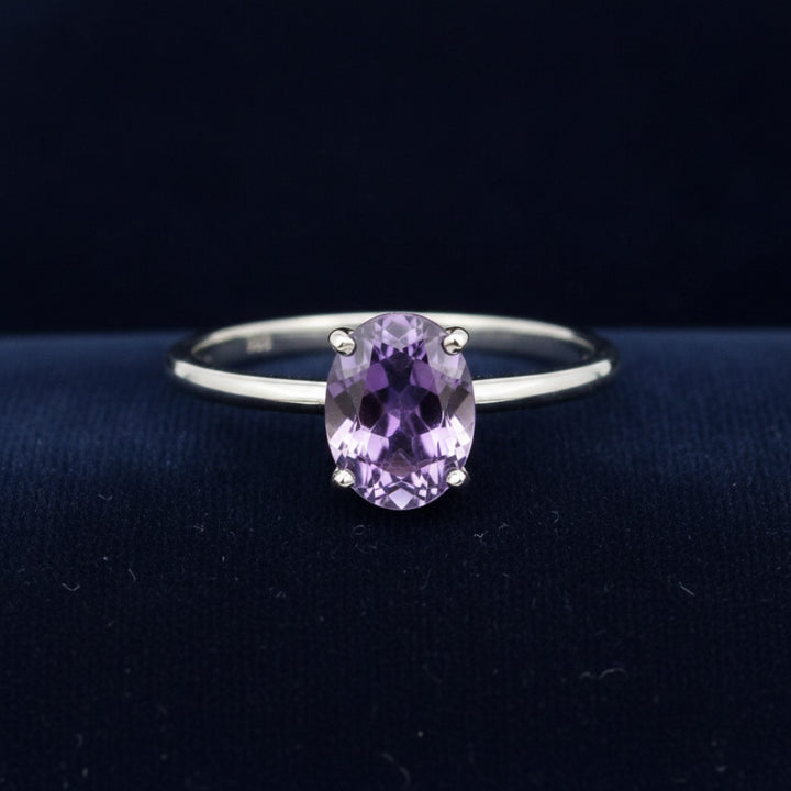 anillo plata 925 con amatista purpura natural 3.31ct corte oval, joyería mexicana Gold Shield