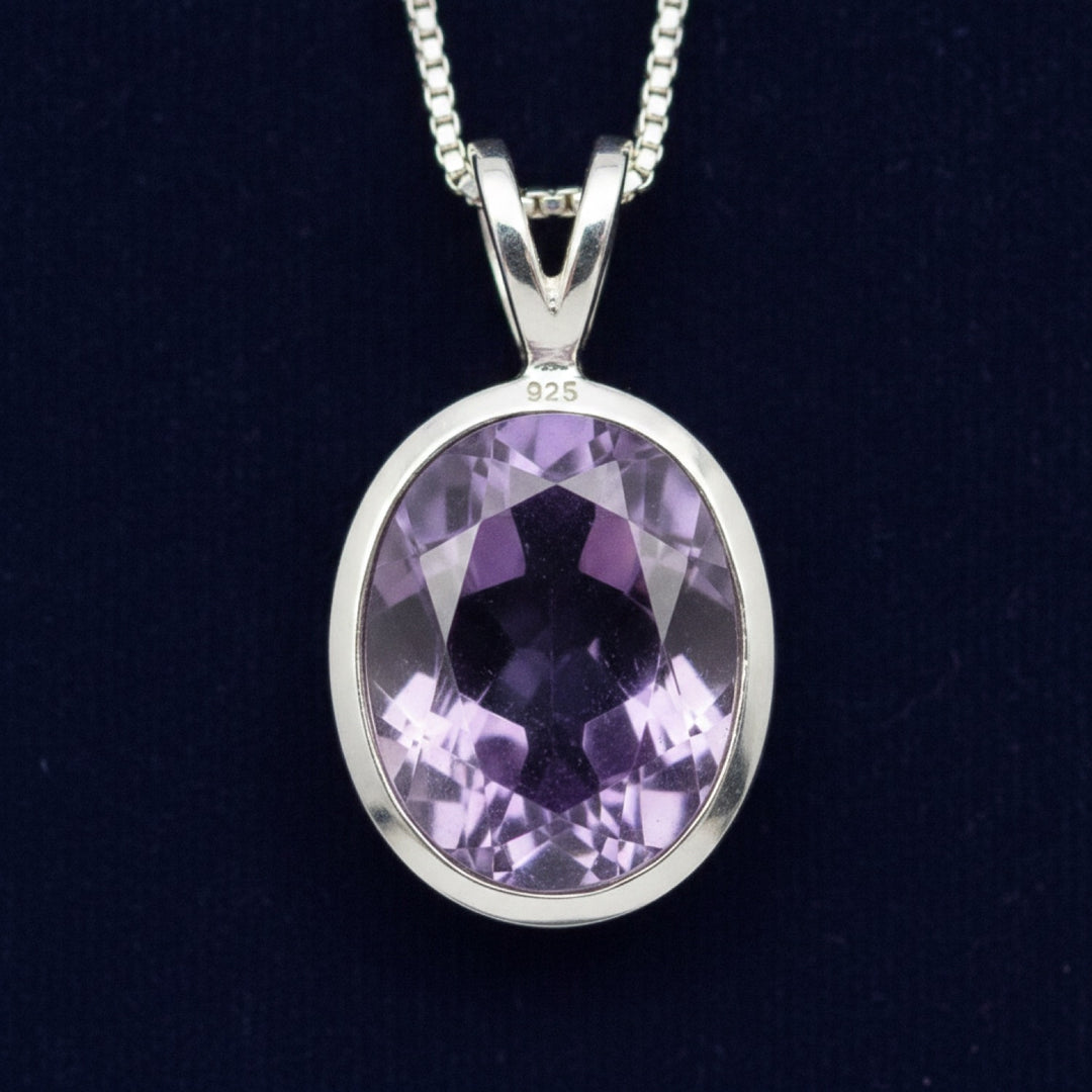 dije plata 925 con amatista purpura natural 3.31ct corte oval, joyería mexicana Gold Shield