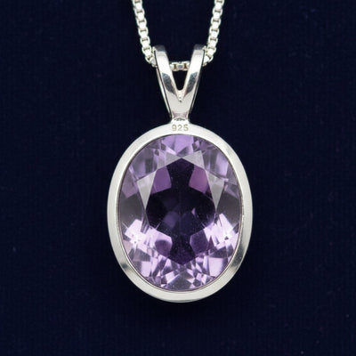 dije plata 925 con amatista purpura natural 3.31ct corte oval, joyería mexicana Gold Shield