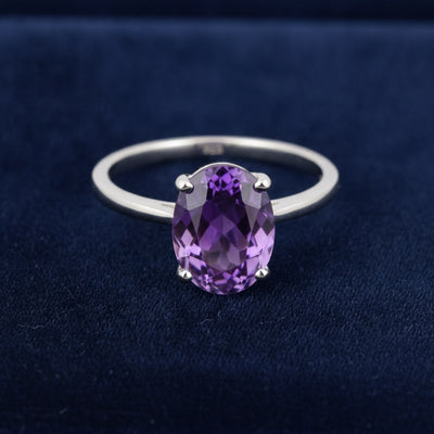 anillo plata 925 con amatista purpura natural 3.60ct corte oval, joyería mexicana Gold Shield