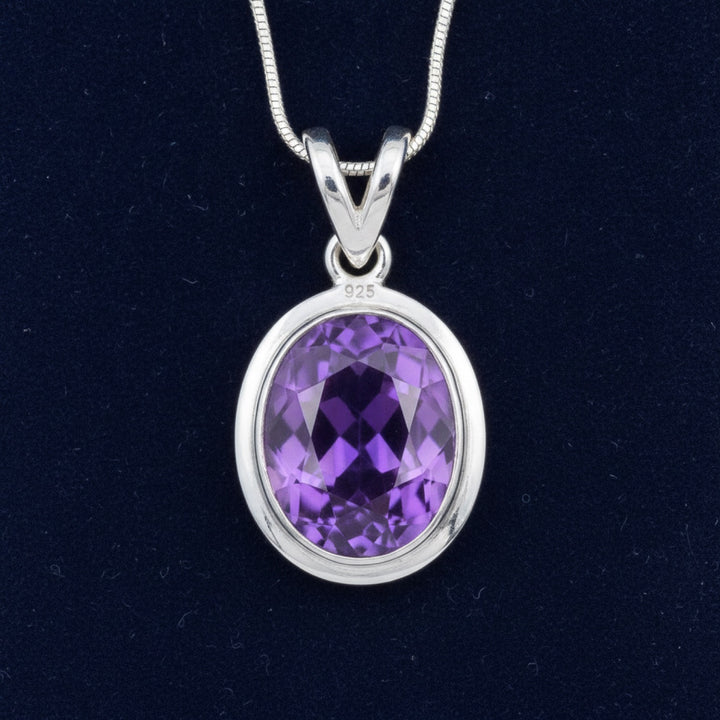 dije plata 925 con amatista purpura natural 3.60ct corte oval, joyería mexicana Gold Shield
