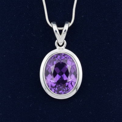 dije plata 925 con amatista purpura natural 3.60ct corte oval, joyería mexicana Gold Shield