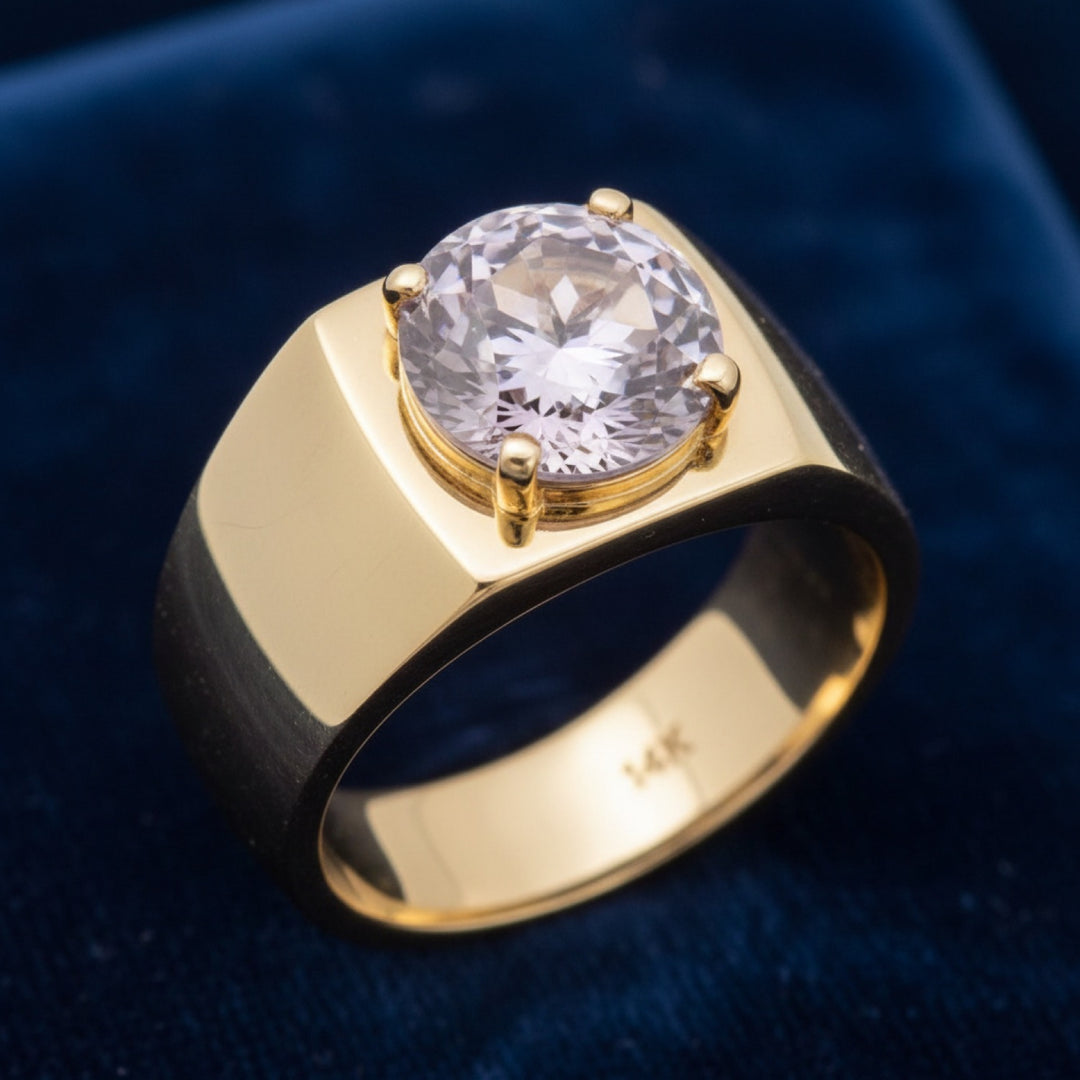 anillo hombre oro 14k con ametrino amarillo y purpura natural 9.11ct, joyería mexicana Gold Shield