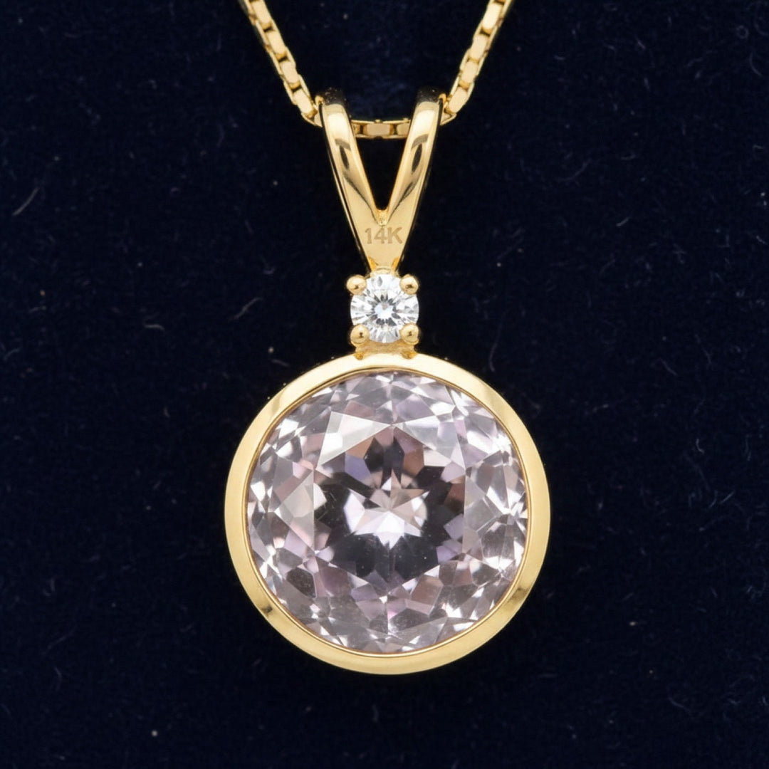 dije oro 14k con ametrino amarillo y purpura natural 9.11ct corte redonda, joyería mexicana Gold Shield