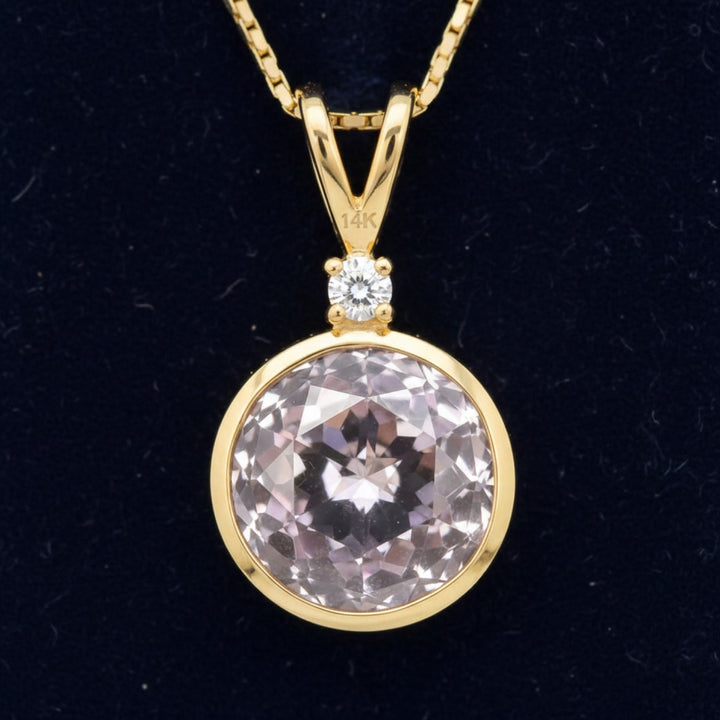dije oro 14k con ametrino amarillo y purpura natural 9.11ct corte redonda, joyería mexicana Gold Shield