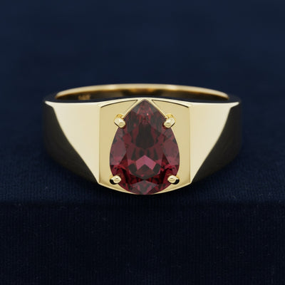 Anillo Hombre Oro 14k con Granate Purpura Purpura rojizo 3.08ct, joyería mexicana Gold Shield - PREVENTA
