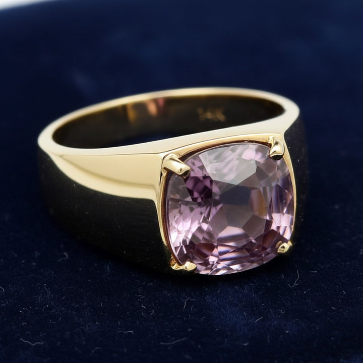 Anillo Hombre Oro 14k con Espinela Purpura 0.61ct, joyería mexicana Gold Shield - PREVENTA
