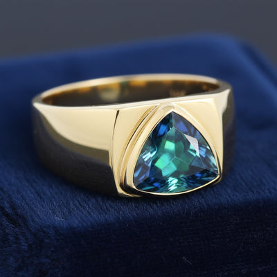 Anillo Hombre Oro 14k con Opalo Negro 1.4ct, joyería mexicana Gold Shield - PREVENTA
