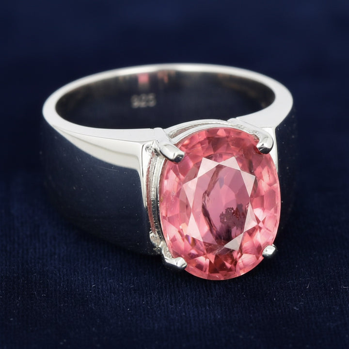 Anillo Hombre Plata 925 con Turmalina Rosa Rosa anaranjado 1.78ct, joyería mexicana Gold Shield - PREVENTA