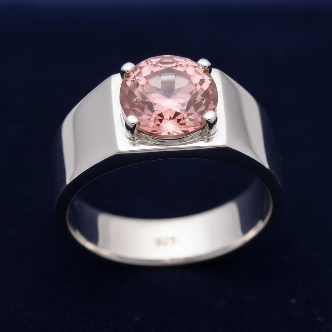 Anillo Hombre Plata 925 con Turmalina Rosa Rosa anaranjado 0.87ct, joyería mexicana Gold Shield - PREVENTA