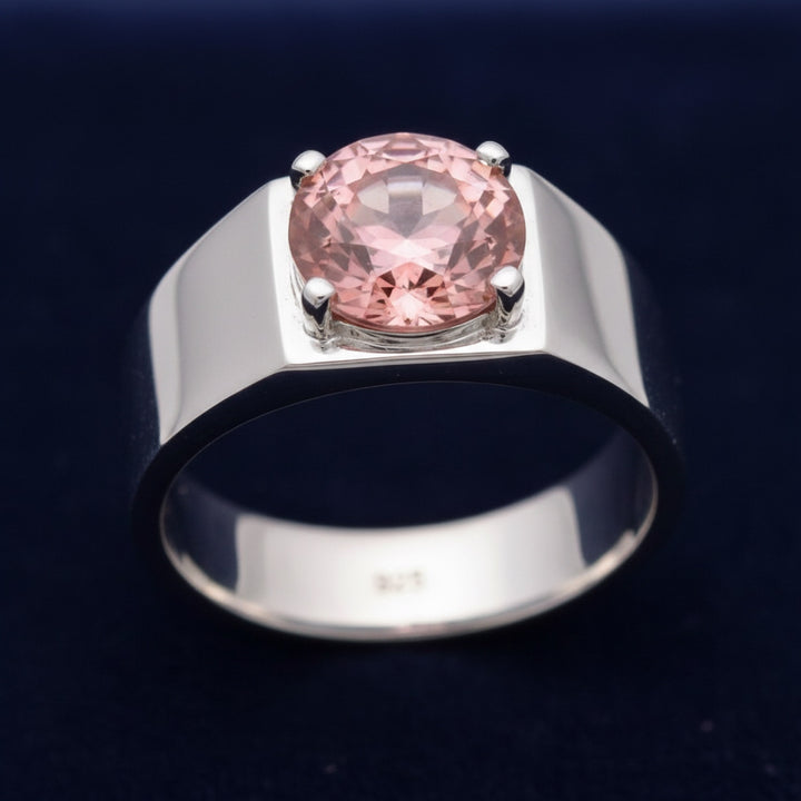 Anillo Hombre Plata 925 con Turmalina Rosa Rosa anaranjado 0.87ct, joyería mexicana Gold Shield - PREVENTA