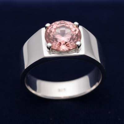 Anillo Hombre Plata 925 con Turmalina Rosa Rosa anaranjado 0.87ct, joyería mexicana Gold Shield - PREVENTA