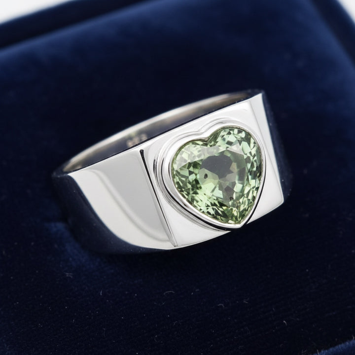 Anillo Hombre Plata 925 con Zafiro Verde 0.6ct, joyería mexicana Gold Shield - PREVENTA