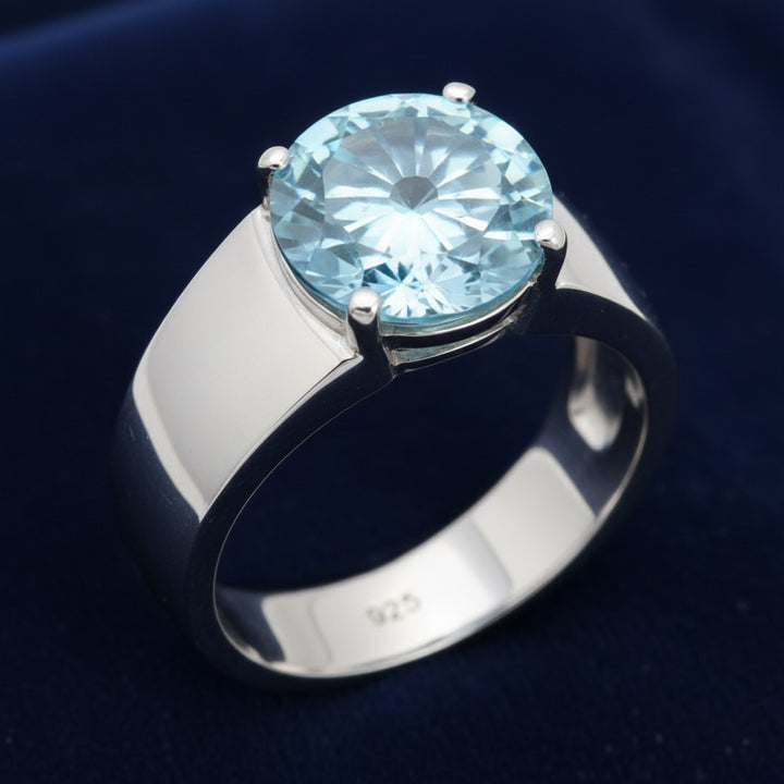 Anillo Hombre Plata 925 con Topacio Azul Azul cielo 4.29ct, joyería mexicana Gold Shield - PREVENTA
