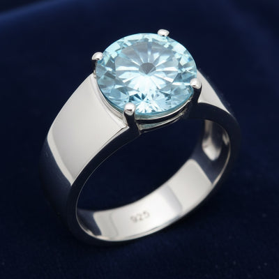 Anillo Hombre Plata 925 con Topacio Azul Azul cielo 4.29ct, joyería mexicana Gold Shield - PREVENTA