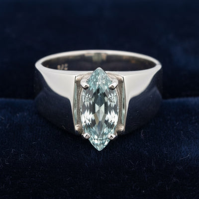 Anillo Hombre Plata 925 con Aguamarina Azul 3.92ct, joyería mexicana Gold Shield - PREVENTA