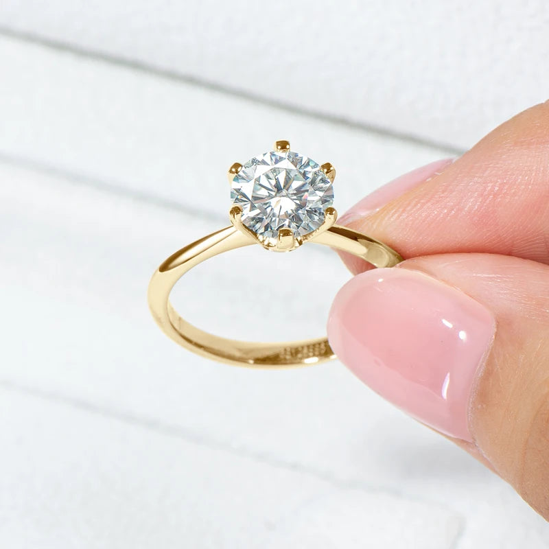 Anillo de oro vermeil con moissanita 2 ct certificada, alternativa al diamante - Gold Shield