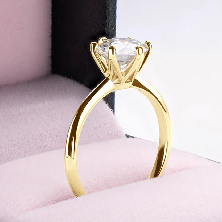 Anillo de moissanita 2 ct en oro vermeil, joyería fina para mujer - Gold Shield México