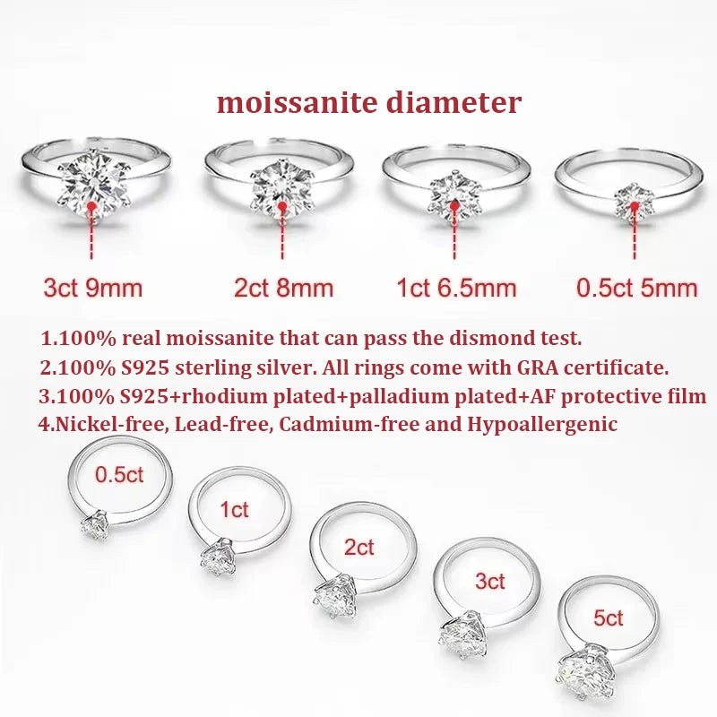 Anillo de plata 925 con moissanita 2 ct, alternativa brillante al diamante - Gold Shield