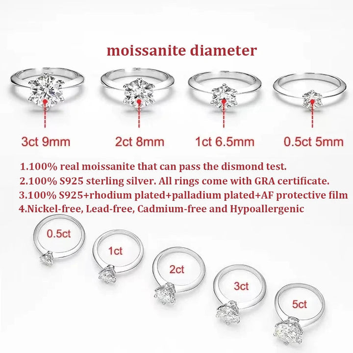 Anillo de plata 925 con moissanita 2 ct, alternativa brillante al diamante - Gold Shield