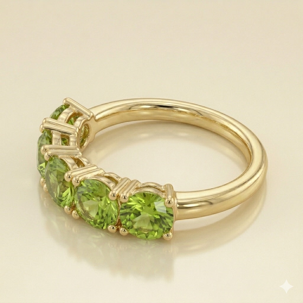 Anillo media eternidad oro 14k con diamantes blancos brillantes - perspectiva - Gold Shield