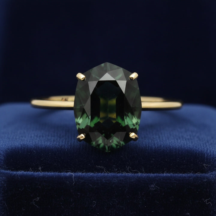 Anillo Oro 14k con Turmalina Cromo Sin Tratar Tanzania 1.38ct - , joyería mexicana Gold Shield