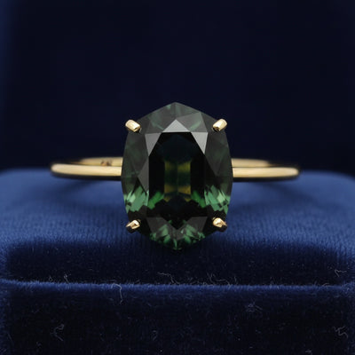 Anillo Oro 14k con Turmalina Cromo Sin Tratar Tanzania 1.38ct - , joyería mexicana Gold Shield