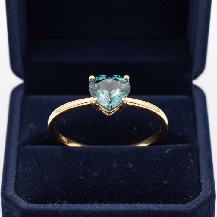 Anillo Oro 14k con Zafiro Corazón Sin Tratar Madagascar 0.83ct -, joyería mexicana Gold Shield