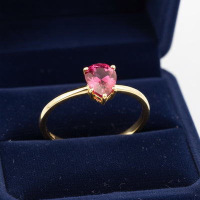 Anillo Oro 14k con Turmalina Rosa Sin Tratar Mozambique 1.59ct -, joyería mexicana Gold Shield
