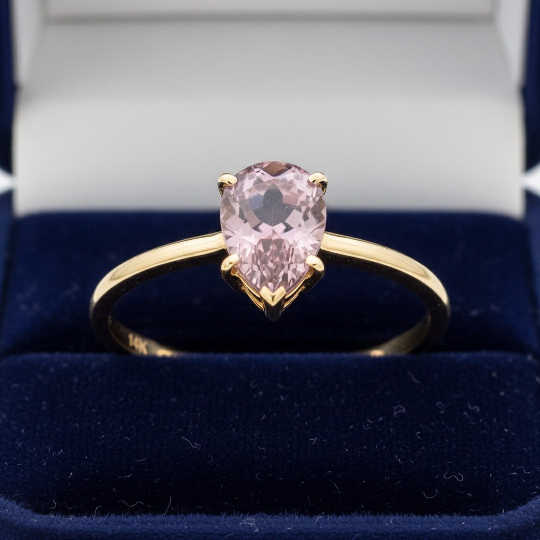 Anillo Oro 14k con Zafiro Rosa Sin Tratar Tanzania 0.38ct - Piez, joyería mexicana Gold Shield