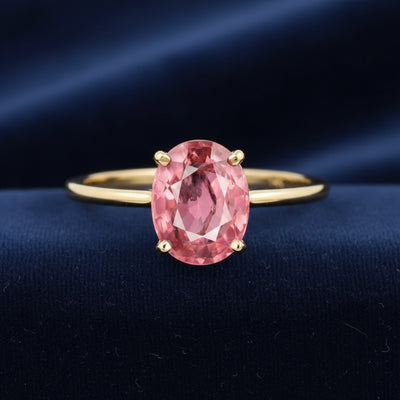 Anillo Oro 14k con Turmalina Rosa Rosa anaranjado 1.78ct, joyería mexicana Gold Shield - PREVENTA
