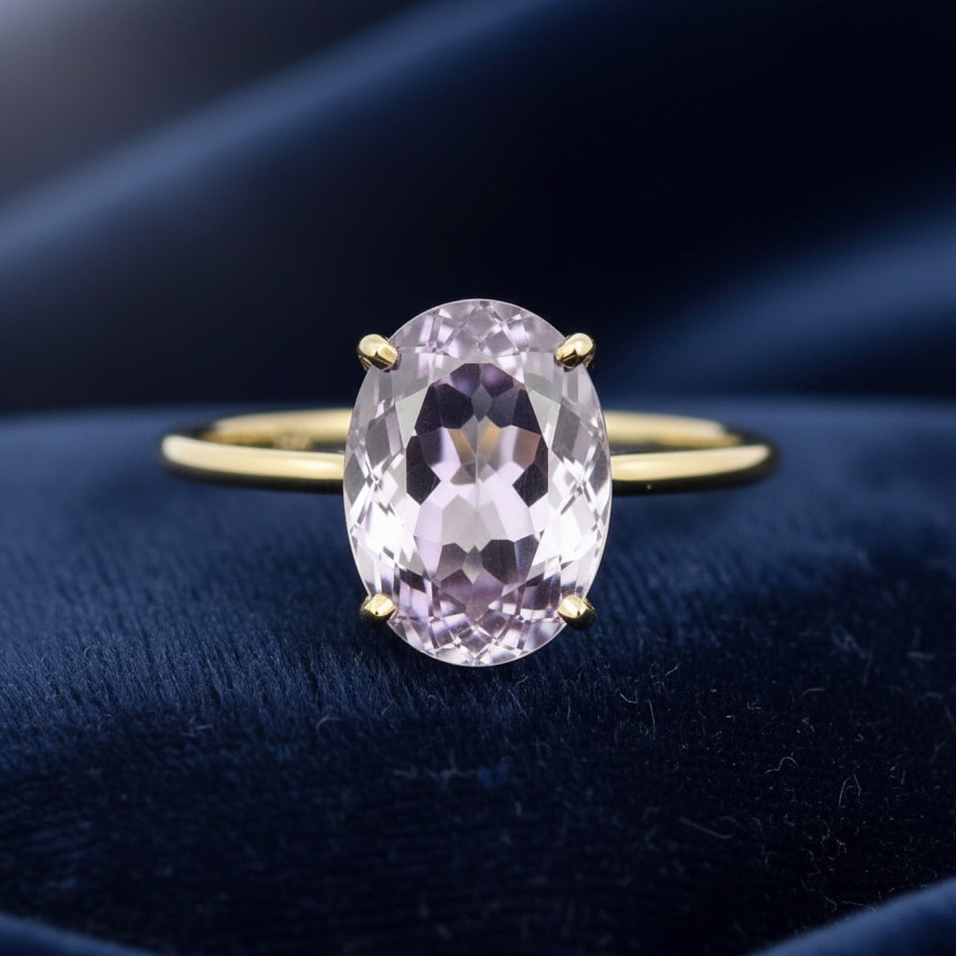 Anillo Oro 14k con Amatista Purpura 4.97ct, joyería mexicana Gold Shield - PREVENTA