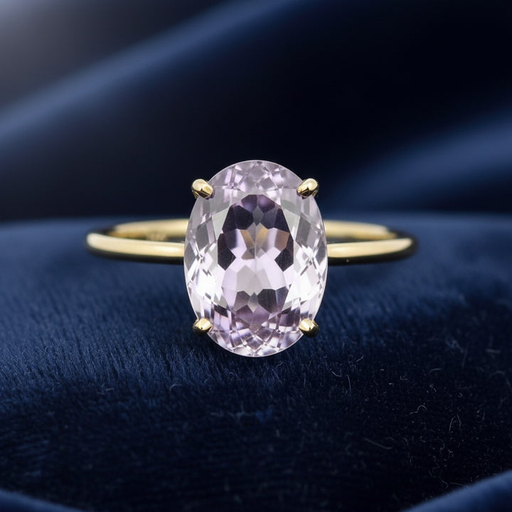 Anillo Oro 14k con Amatista Purpura 4.97ct, joyería mexicana Gold Shield - PREVENTA