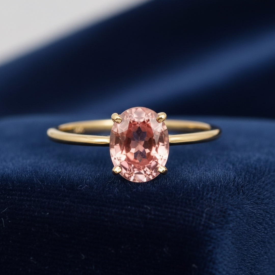 Anillo Oro 14k con Turmalina Rosa 0.59ct, joyería mexicana Gold Shield - PREVENTA
