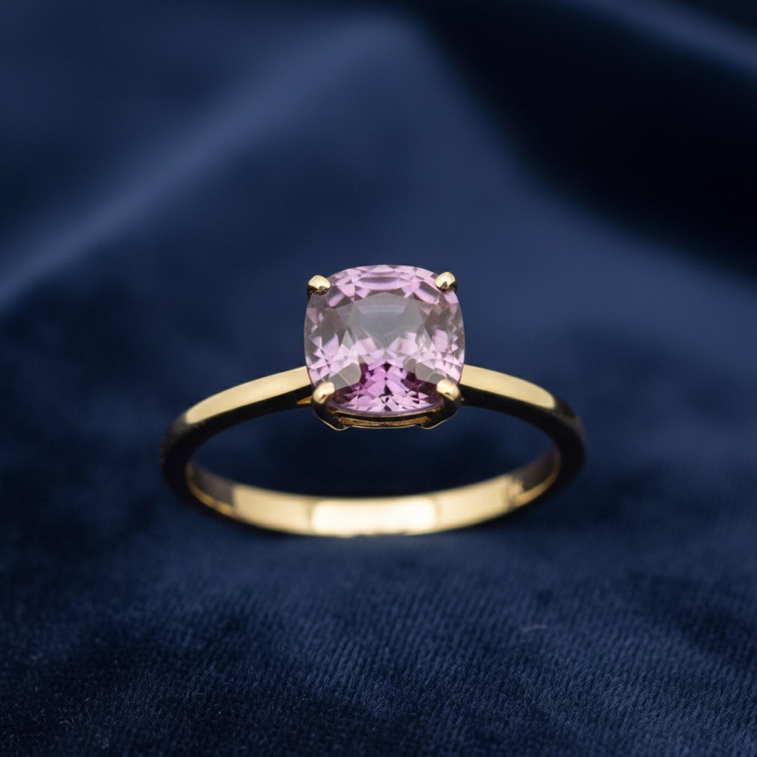 Anillo Oro 14k con Espinela Purpura 0.61ct, joyería mexicana Gold Shield - PREVENTA