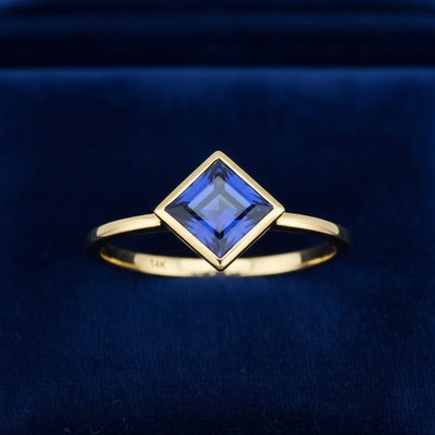 Anillo Oro 14k con Zafiro Azul 0.49ct, joyería mexicana Gold Shield - PREVENTA