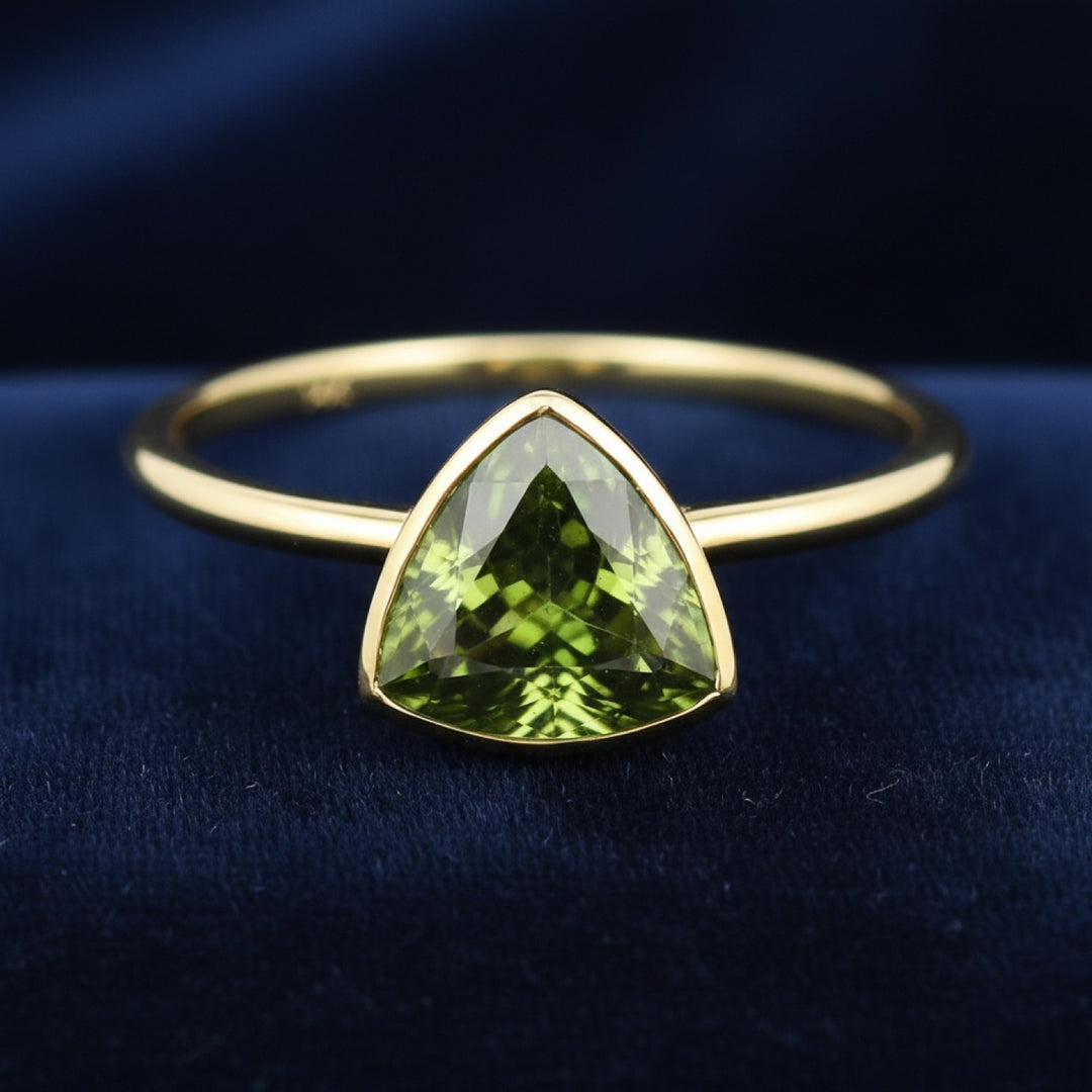 Anillo Oro 14k con Zafiro Verde 0.93ct, joyería mexicana Gold Shield - PREVENTA