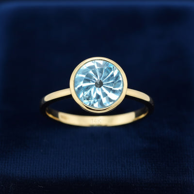 Anillo Oro 14k con Topacio Azul Azul cielo 4.29ct, joyería mexicana Gold Shield - PREVENTA