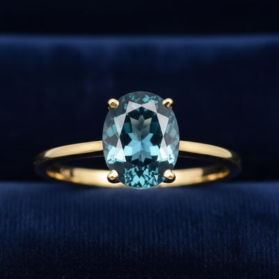 Anillo Oro 14k con Topacio Azul London Blue 3.01ct, joyería mexicana Gold Shield - PREVENTA
