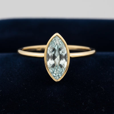 Anillo Oro 14k con Aguamarina Azul 3.92ct, joyería mexicana Gold Shield - PREVENTA
