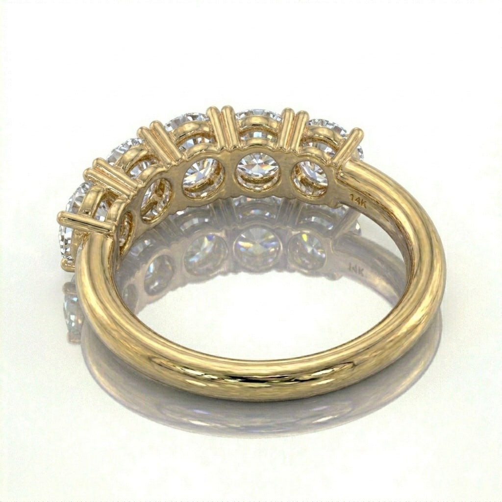 Anillo media eternidad oro 14k con moissanita brillante - tres cuartos - Gold Shield
