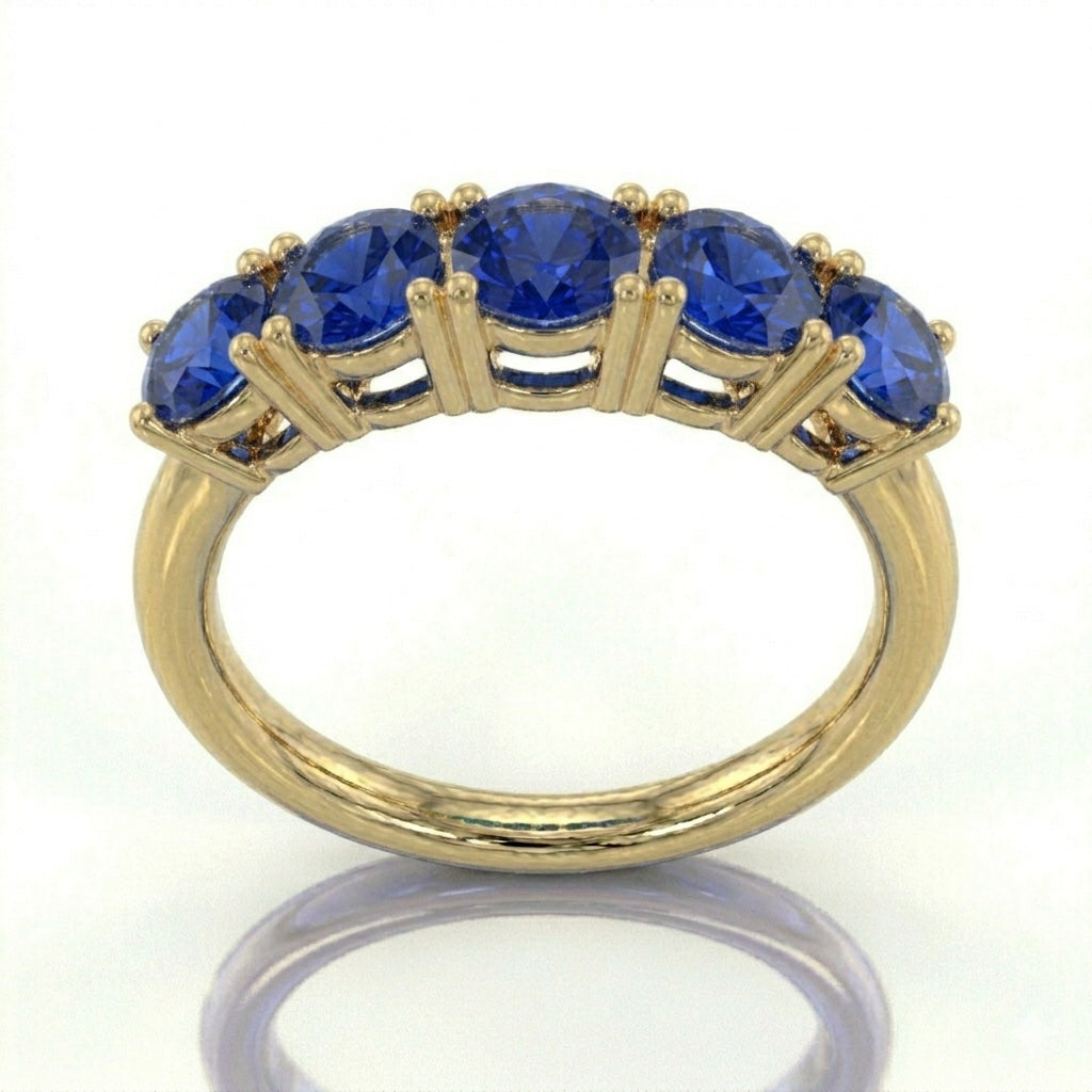 Anillo media eternidad oro 14k con moissanita brillante - vista trasera - Gold Shield