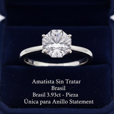 Anillo Plata 925 con Amatista Sin Tratar Brasil 3.93ct - Pieza Úni, joyería mexicana Gold Shield
