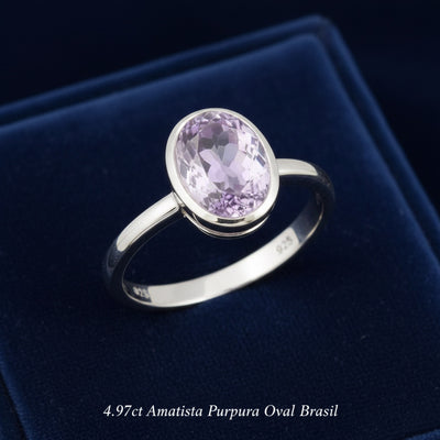 Anillo Plata 925 con Amatista Purpura 4.97ct, joyería mexicana Gold Shield - PREVENTA